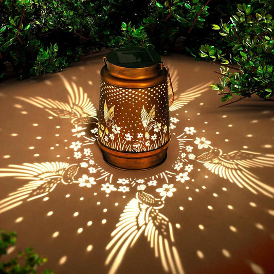 Hummingbird Solar Lantern Metal Hanging Light LED Decorative Light Garden Decor by SHOPEEZONE