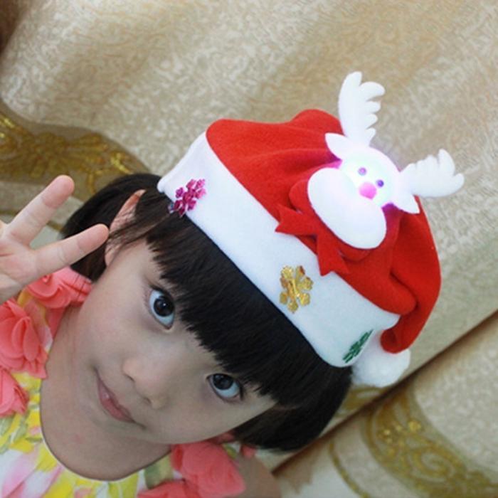 Christmas Decorations Non-woven Cartoon Applique Luminous Hat by SHOPEEZONE