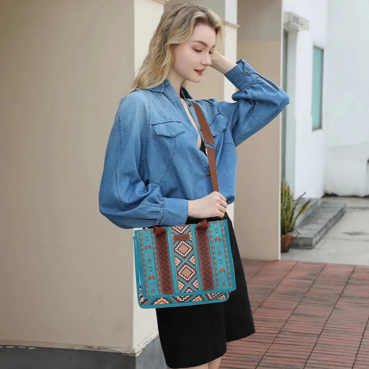 4Pcs Women's Purse Tote, Retro Work Satchel Lightweight, Boho Chic Tote Everyday Green by ShopeeZone