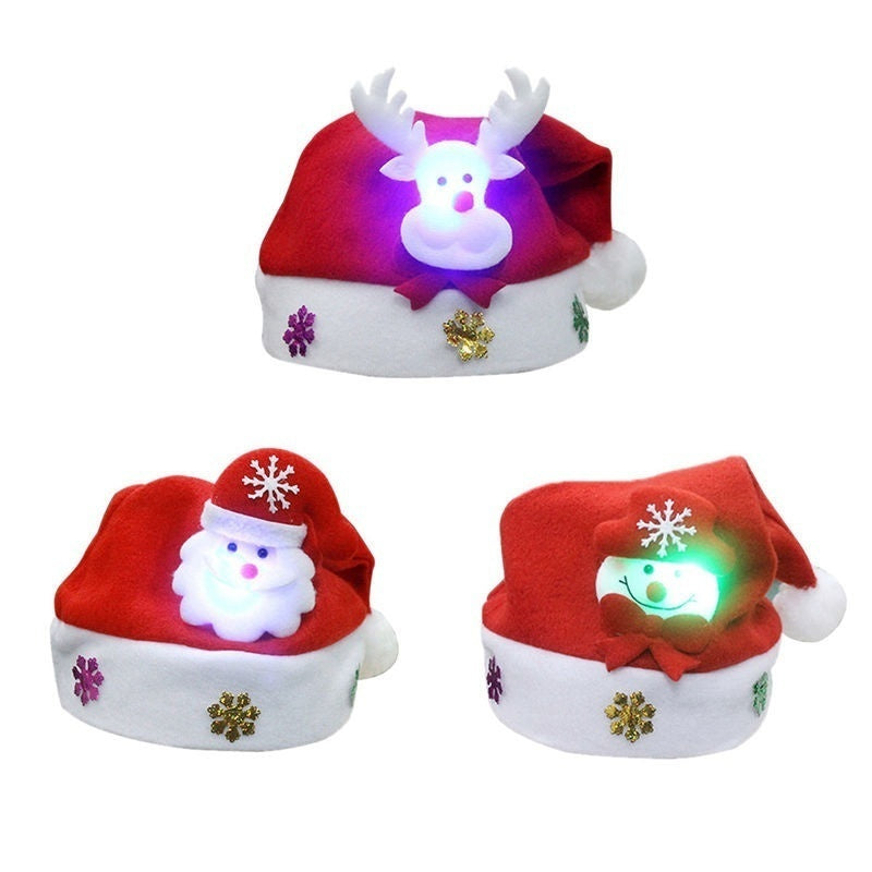 Christmas Decorations Non-woven Cartoon Applique Luminous Hat by SHOPEEZONE