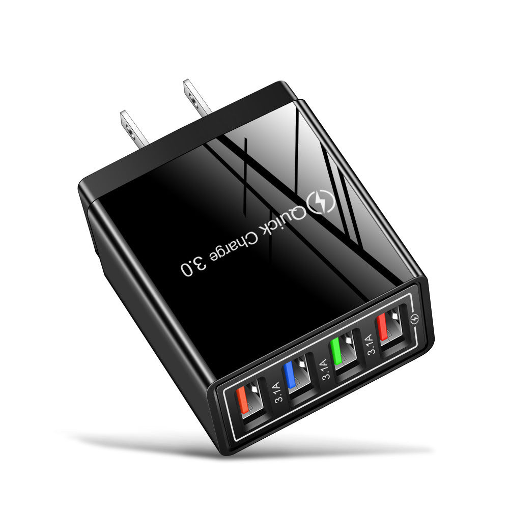 USB Charger Quick Charge 3.0 4 Phone Adapter For Tablet Portable Wall Mobile Charger Fast Charger by SHOPEEZONE