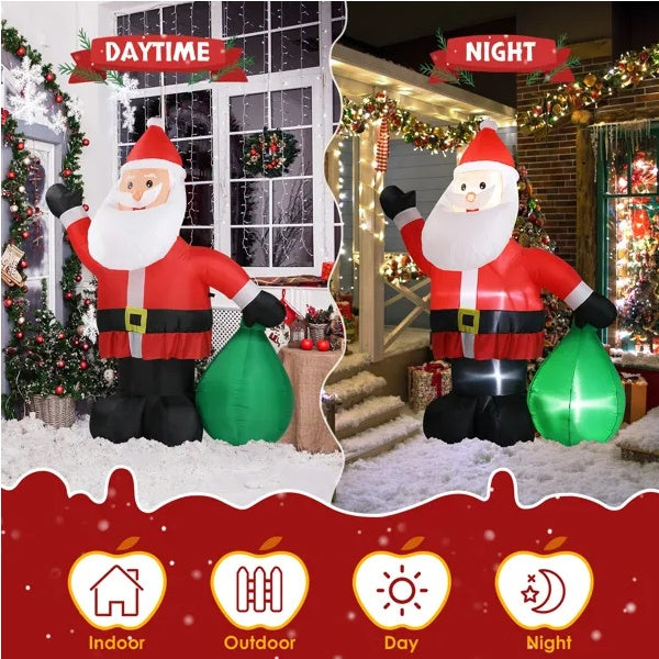 6 FT Lighted Christmas Inflatable Decoration, Inflatable Santa Claus With Large Gift Bag, Funny Blow Up Yard Decorations With Built-in LED Lights For Holiday Party Front Yard Lawn Garden Decor by SHOPEEZONE