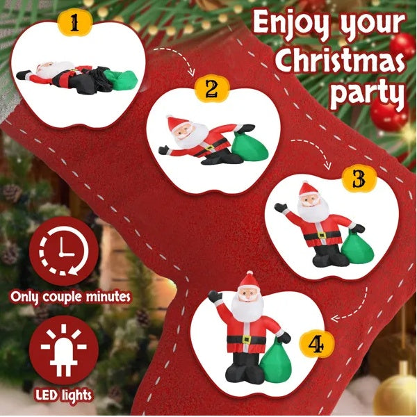 6 FT Lighted Christmas Inflatable Decoration, Inflatable Santa Claus With Large Gift Bag, Funny Blow Up Yard Decorations With Built-in LED Lights For Holiday Party Front Yard Lawn Garden Decor by SHOPEEZONE