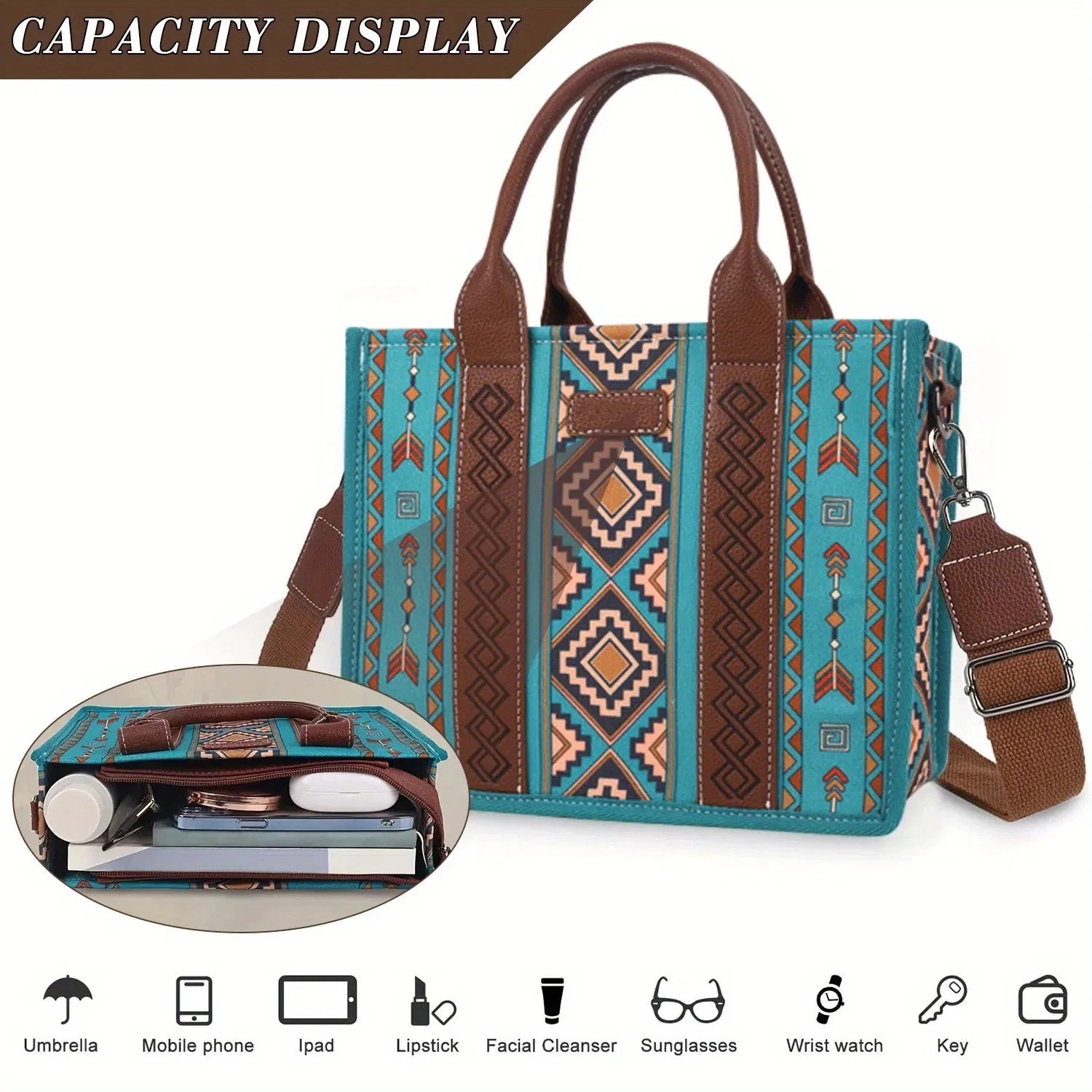 4Pcs Women's Purse Tote, Retro Work Satchel Lightweight, Boho Chic Tote Everyday Green by ShopeeZone