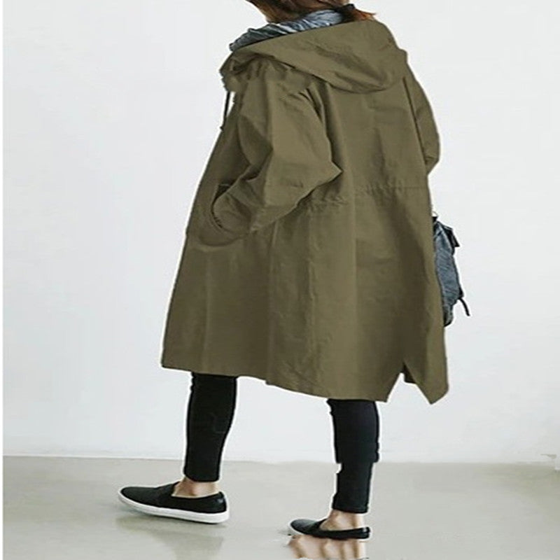 Women Windbreaker Jacket Casual Loose Button Pockets Hooded Quick Dry Windproof Waterproof Clothes For Outdoor Hiking Camping by SHOPEEZONE
