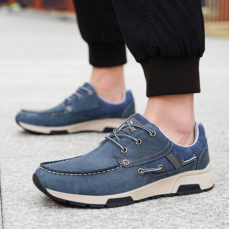 Leather Breathable Sneaker Men's Plus Size Casual Commuter Shoes by SHOPEEZONE