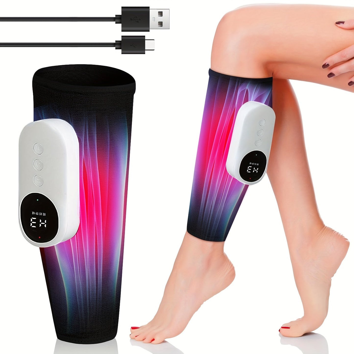 Luxurious Leg Massager with Heat, Compression, and Vibration(Black)-1