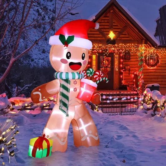 7.9 FT Lighted Christmas Inflatable Decoration, Inflatable Gingerbread Man Outdoor Decoration, Funny Blow Up Yard Decorations With Built-in LED Lights For Holiday Party Front Yard Lawn Garden Decor by SHOPEEZONE