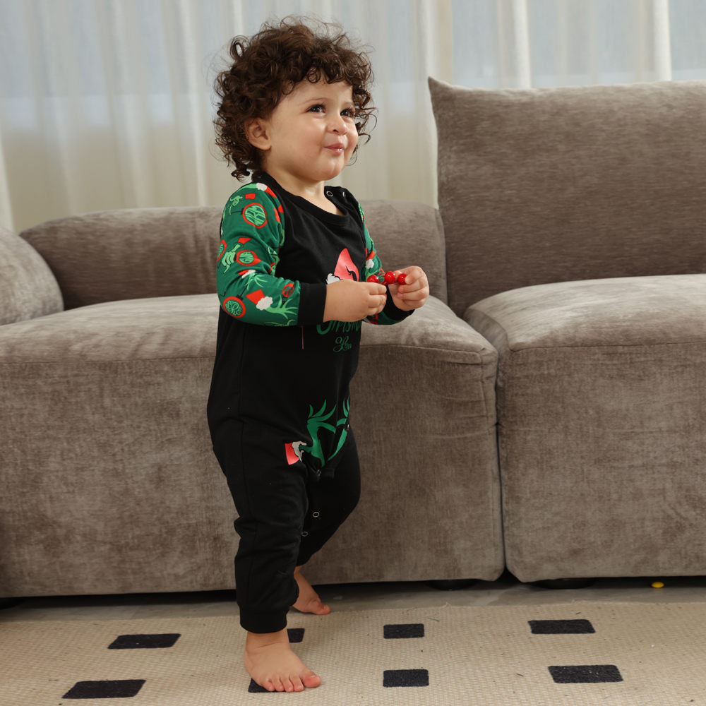 New Amazon Popular Grinch Printed Cross-border Long-sleeved Christmas Parent-child Pajamas