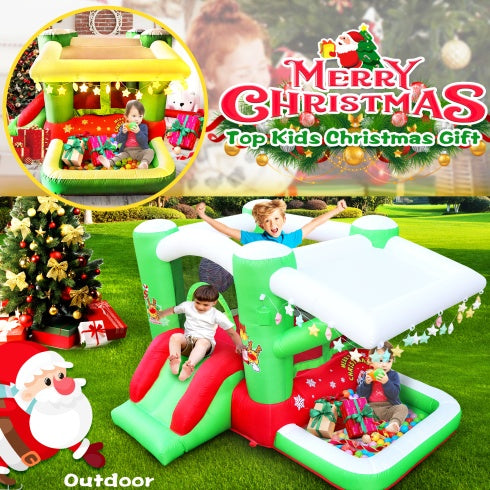 Christmas Jump N Slide Inflatable Bouncer For Kids Complete Setup With Blower - 80 X 91 Play Area - 55 Tall by ShopeeZone