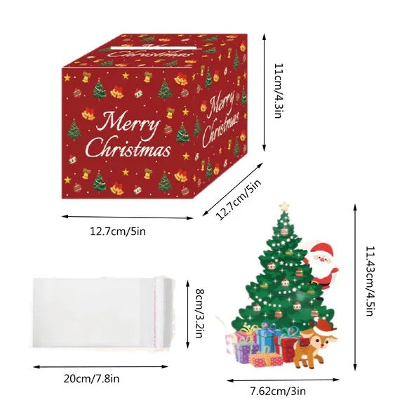 Christmas Money Box For Cash Gift Pull With Christmas Tree Card And Transparent Bags Surprise Money Holder Cash Gift Xmas Money Pull Box For Christmas Birthday New Year Party Supplies by ShopeeZone