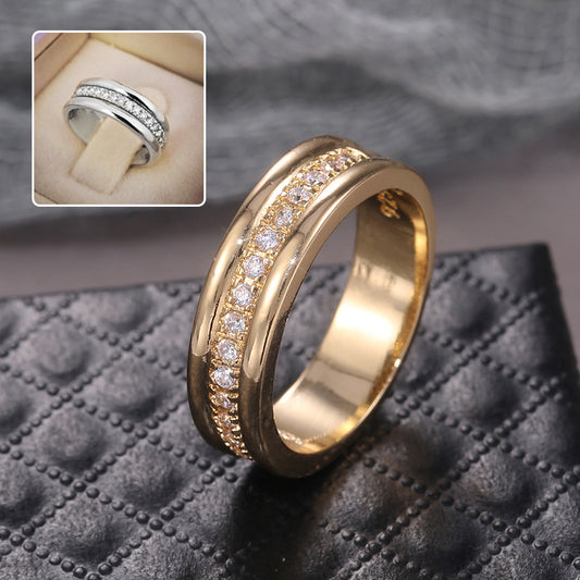 Simple Golden Sliver Rhinestones Ring Copper Plated RIngs Fashion Jewellery by SHOPEEZONE