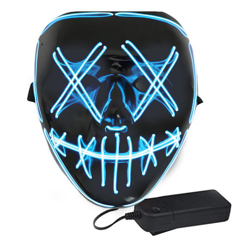 Cross-border Halloween V-shaped LED Cold Light Mask Decoration LED Luminous Mask Ghost Face Horror Atmosphere Mask