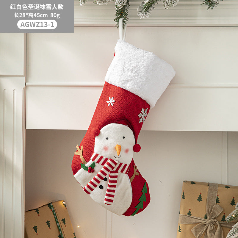 Christmas Pendant Christmas Tree Ornament Red Fabric Santa Claus Cartoon Christmas Stocking Decoration Party Gift Bag
