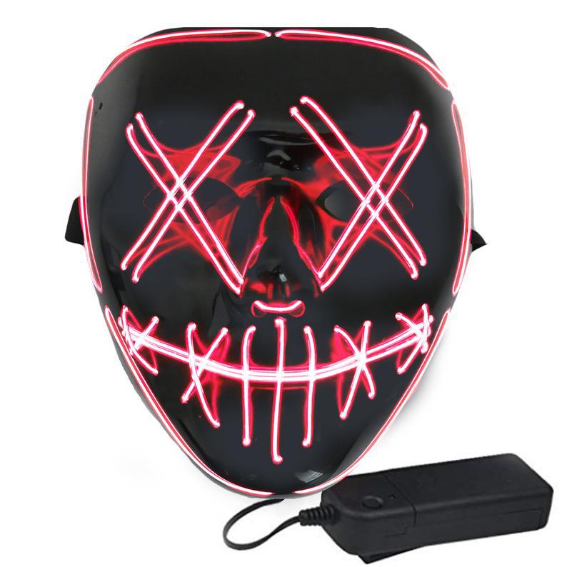 Cross-border Halloween V-shaped LED Cold Light Mask Decoration LED Luminous Mask Ghost Face Horror Atmosphere Mask