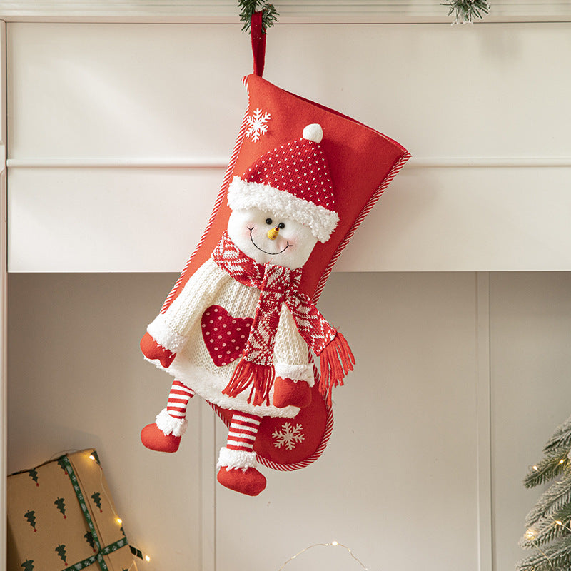 Christmas Pendant Christmas Tree Ornament Red Fabric Santa Claus Cartoon Christmas Stocking Decoration Party Gift Bag