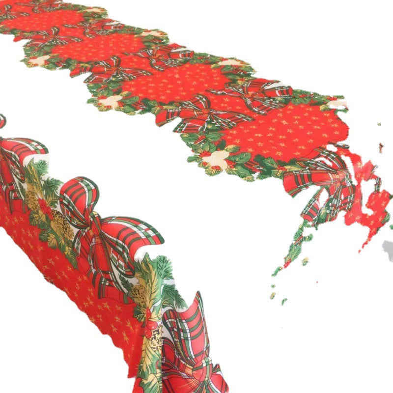 Christmas Table Decorations Christmas Printed Tablecloth Creative Holy Bow Tablecloth Christmas Table Decoration