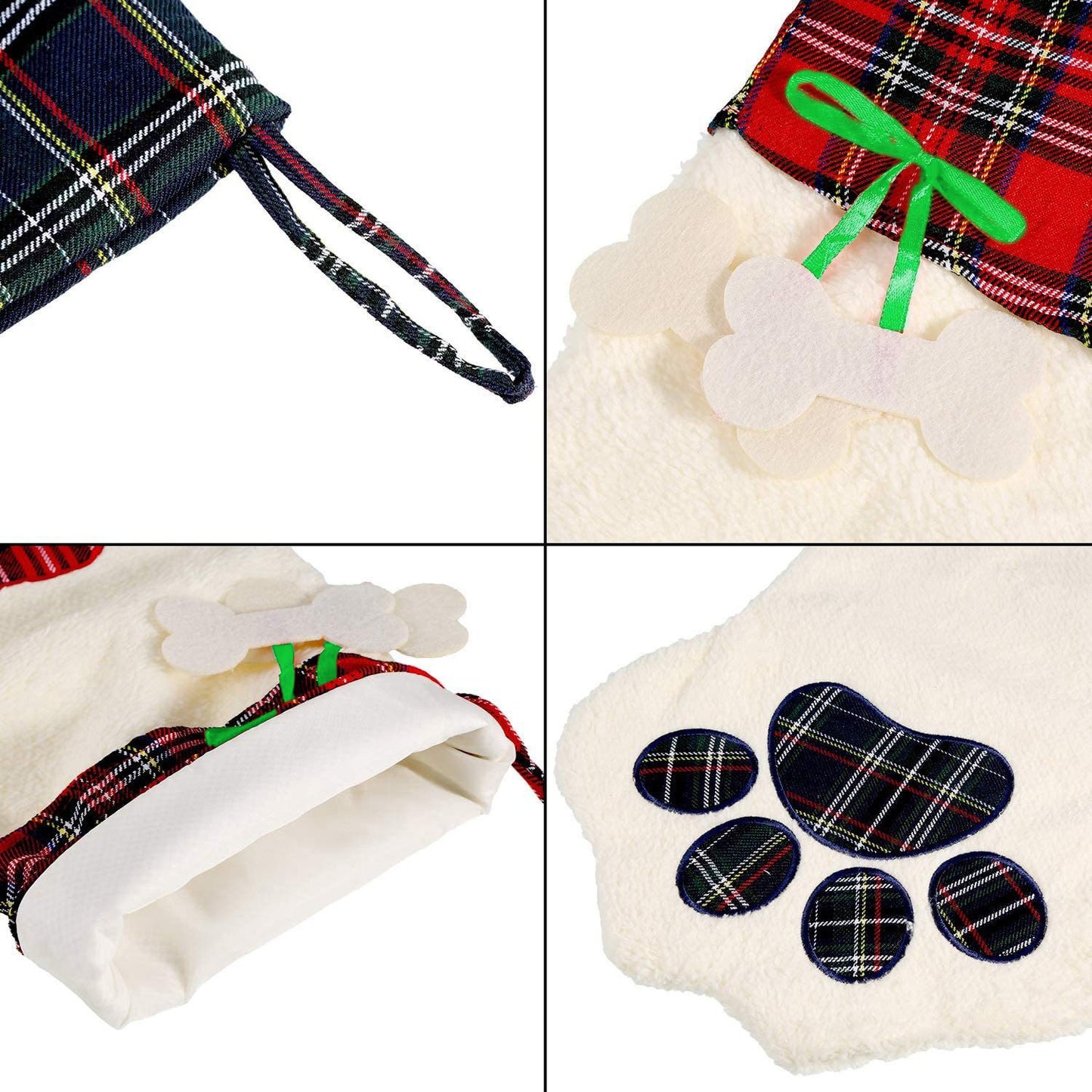 Decorations Christmas Socks Gift Bag Dog Paw Christmas Socks Plaid Bone Socks