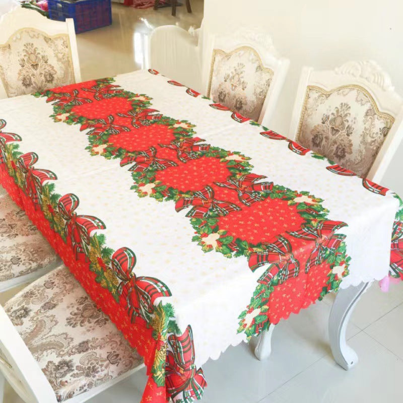 Christmas Table Decorations Christmas Printed Tablecloth Creative Holy Bow Tablecloth Christmas Table Decoration
