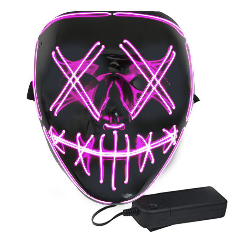 Cross-border Halloween V-shaped LED Cold Light Mask Decoration LED Luminous Mask Ghost Face Horror Atmosphere Mask