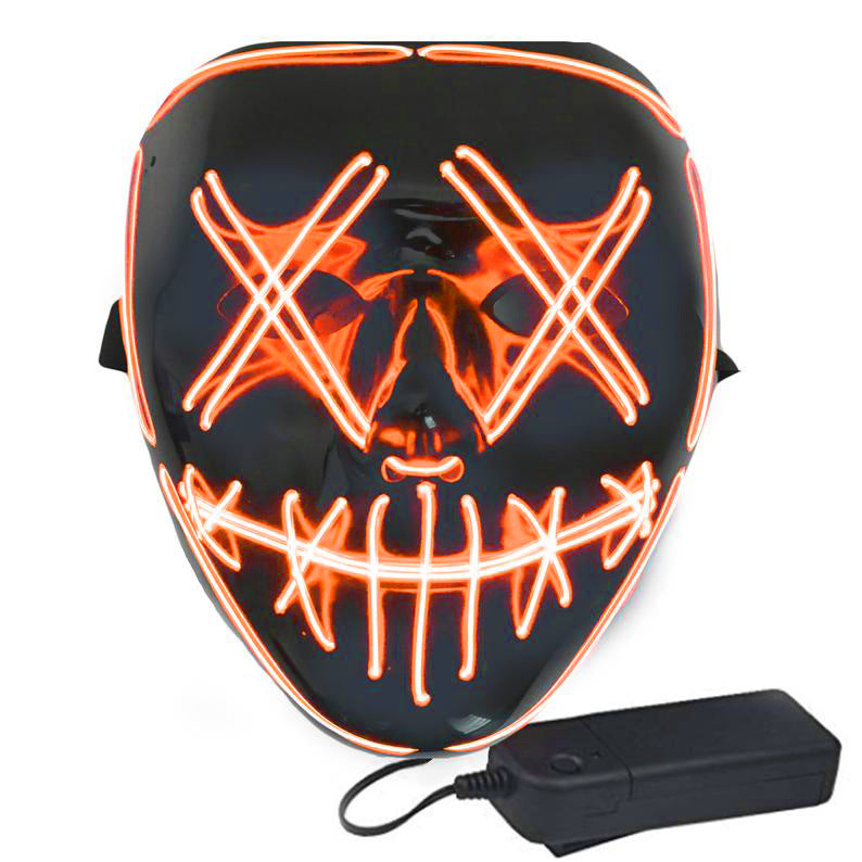 Cross-border Halloween V-shaped LED Cold Light Mask Decoration LED Luminous Mask Ghost Face Horror Atmosphere Mask