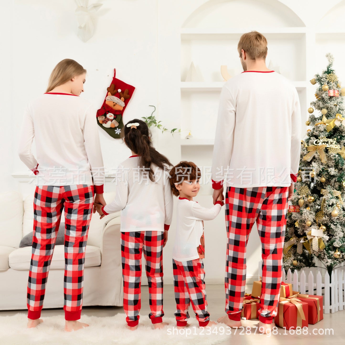 2022 New Christmas Elk Homewear Long-sleeved Suit European And American Printing Parent-child Pajamas
