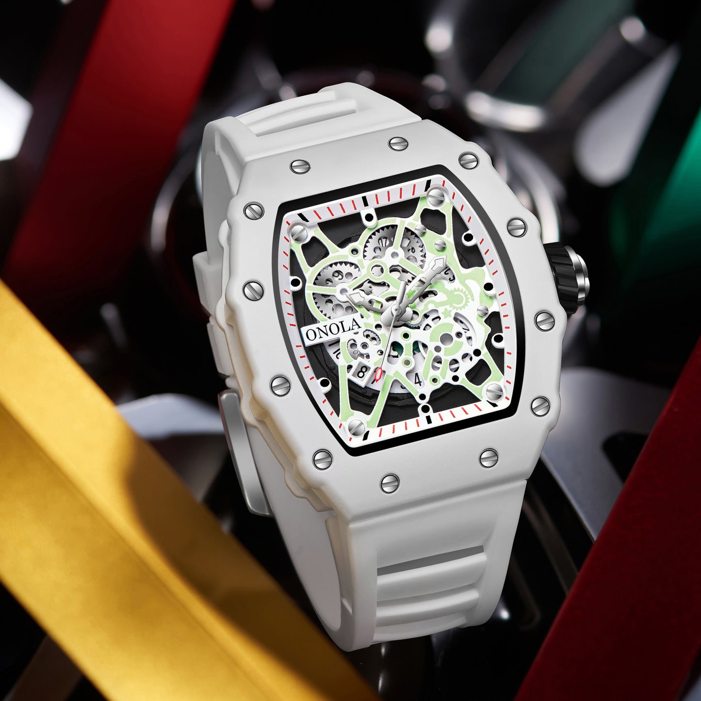 Milky White Design Cross-border New Aona/ONOLA Popular Fashion Waterproof Quartz Men's Watch Silicone Band