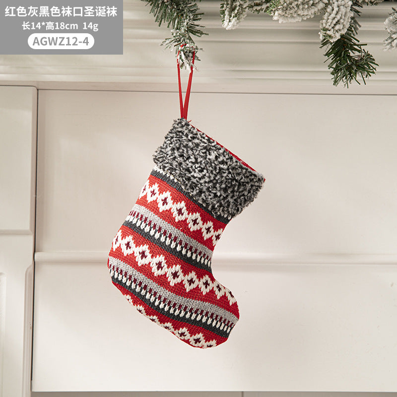Christmas Pendant Christmas Tree Ornament Red Fabric Santa Claus Cartoon Christmas Stocking Decoration Party Gift Bag