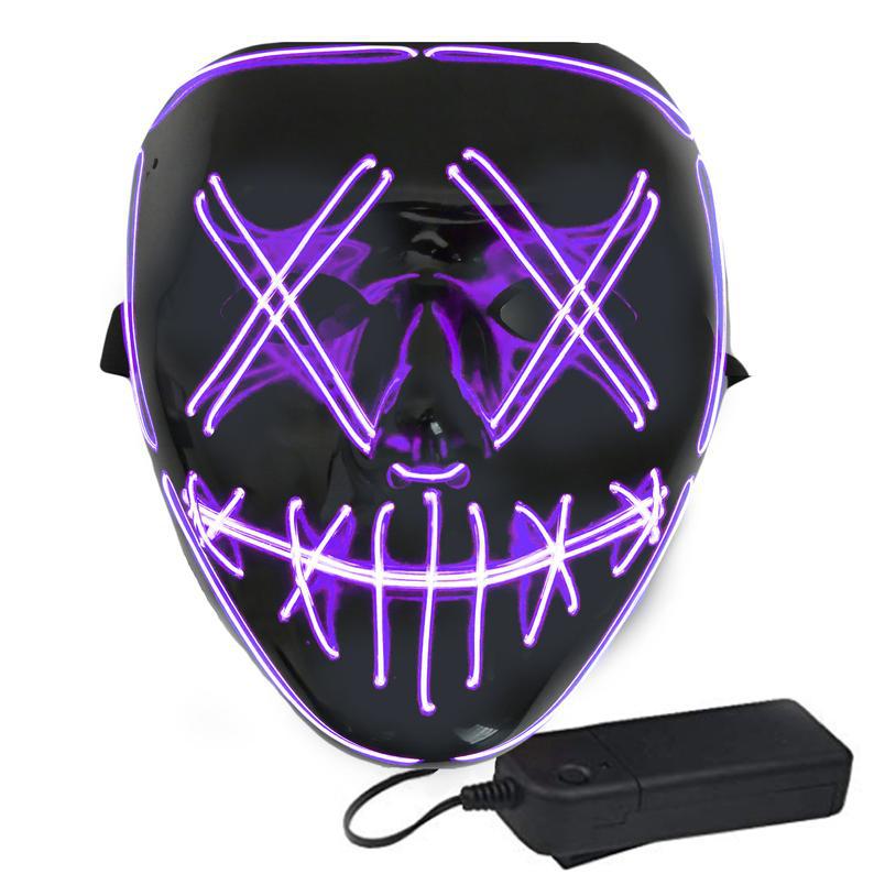 Cross-border Halloween V-shaped LED Cold Light Mask Decoration LED Luminous Mask Ghost Face Horror Atmosphere Mask