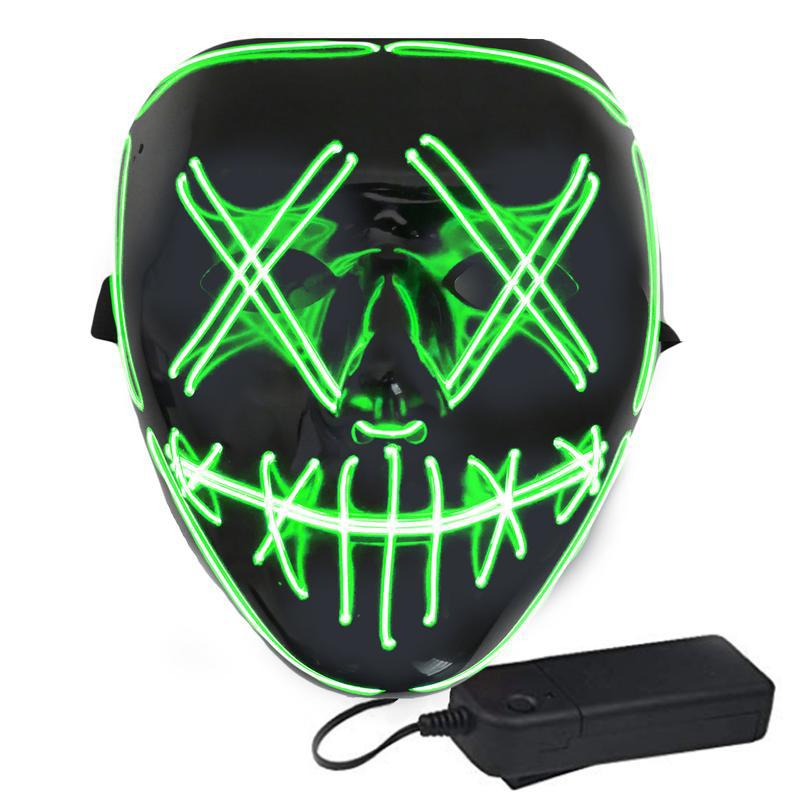 Cross-border Halloween V-shaped LED Cold Light Mask Decoration LED Luminous Mask Ghost Face Horror Atmosphere Mask
