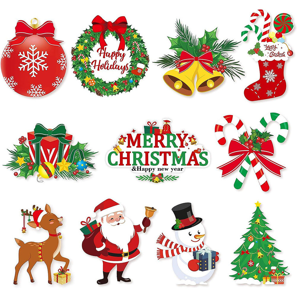 30 Pieces Santa Claus Elk Snowflake Sign Hanging Swirls Decoration by SHOPEEZONE