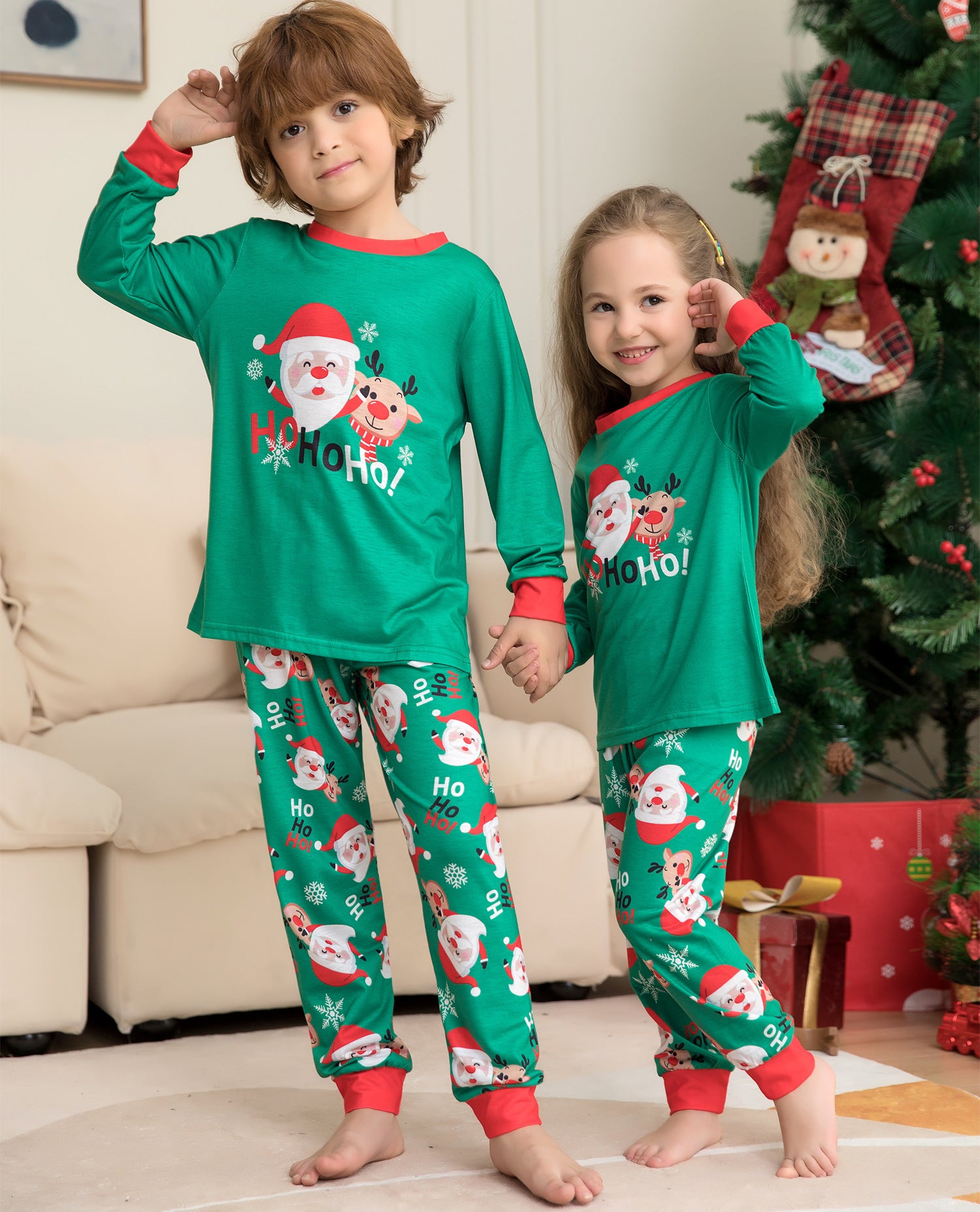 Christmas Pajamas For Family Matching Family Christmas PJs Sets Santa Claus Printed Top Sleepwear by SHOPEEZONE