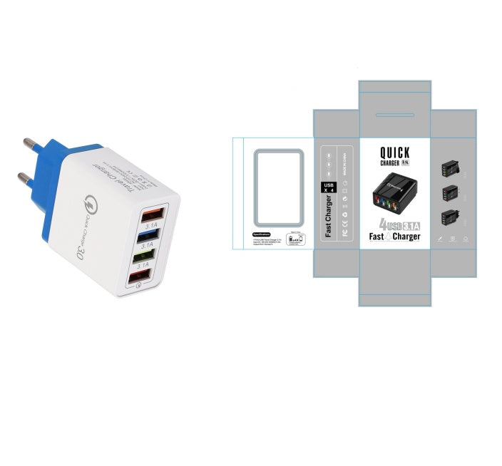 USB Charger Quick Charge 3.0 4 Phone Adapter For Tablet Portable Wall Mobile Charger Fast Charger by SHOPEEZONE
