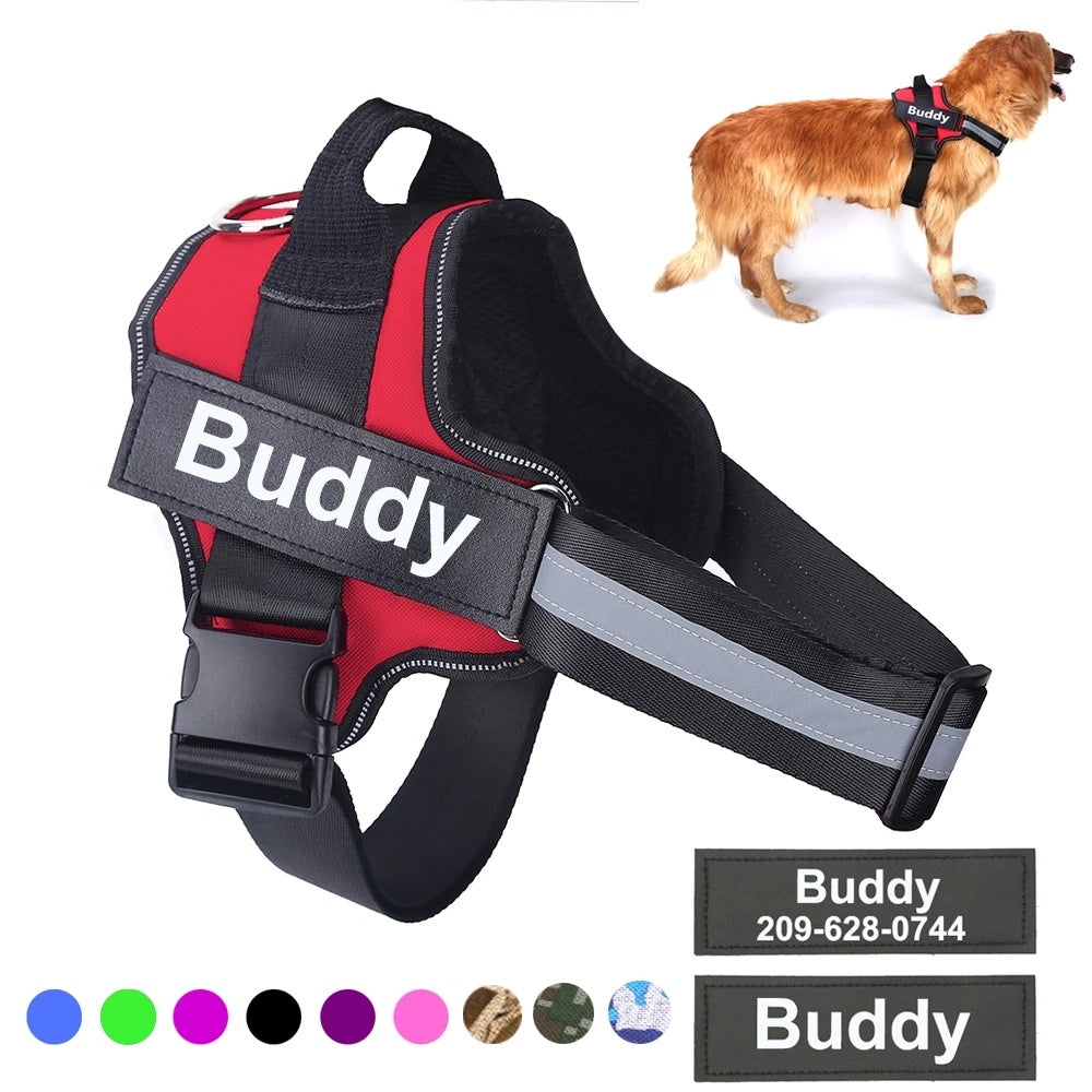 Personalized Dog Harness NO PULL Reflective Breathable Adjustable Pet Harness Vest For Small Large Dog Custom Patch Pet Supplies by SHOPEEZONE