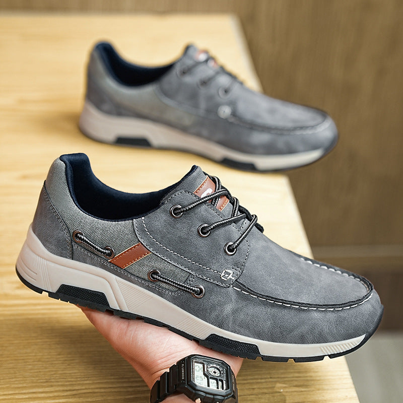 Leather Breathable Sneaker Men's Plus Size Casual Commuter Shoes by SHOPEEZONE