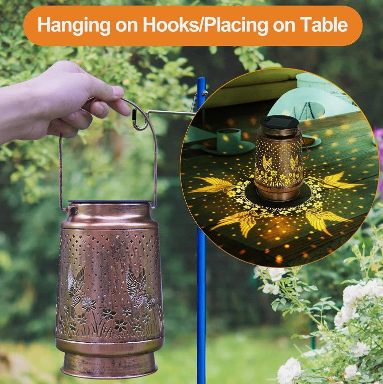 Hummingbird Solar Lantern Metal Hanging Light LED Decorative Light Garden Decor by SHOPEEZONE