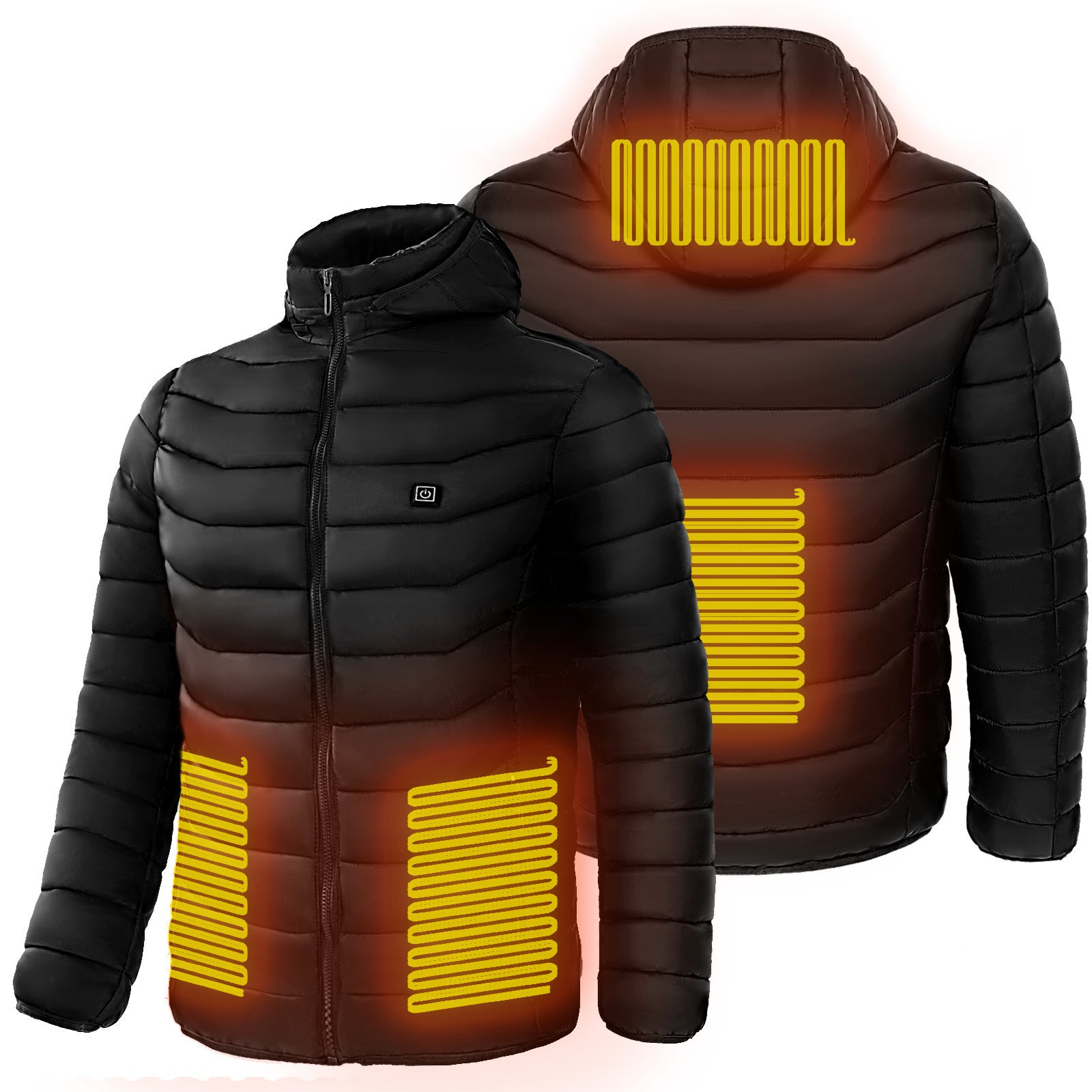 Men Heated Puffer Jacket Electric Heating Coat Insulated Hood Windbreaker 9Heat Zones by SHOPEEZONE