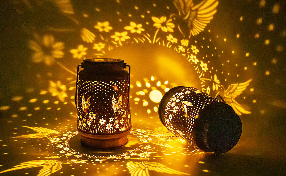 Hummingbird Solar Lantern Metal Hanging Light LED Decorative Light Garden Decor by SHOPEEZONE