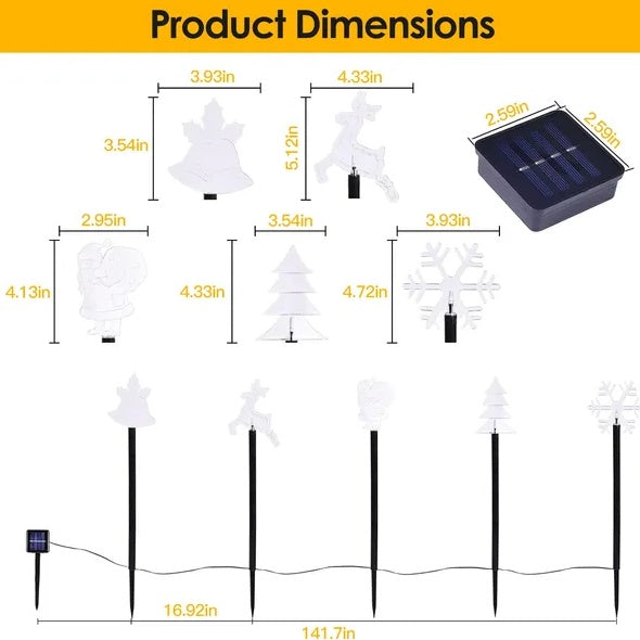 5Pcs Mixed Christmas Decoration Light Solar Stake Light Waterproof Reindeer Snowflake Bell Christmas Tree Santa Claus Light Outdoor Landscape Light By Eggracks By Global Phoenix
