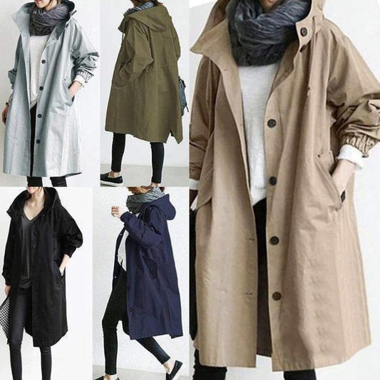 Women Windbreaker Jacket Casual Loose Button Pockets Hooded Quick Dry Windproof Waterproof Clothes For Outdoor Hiking Camping by SHOPEEZONE