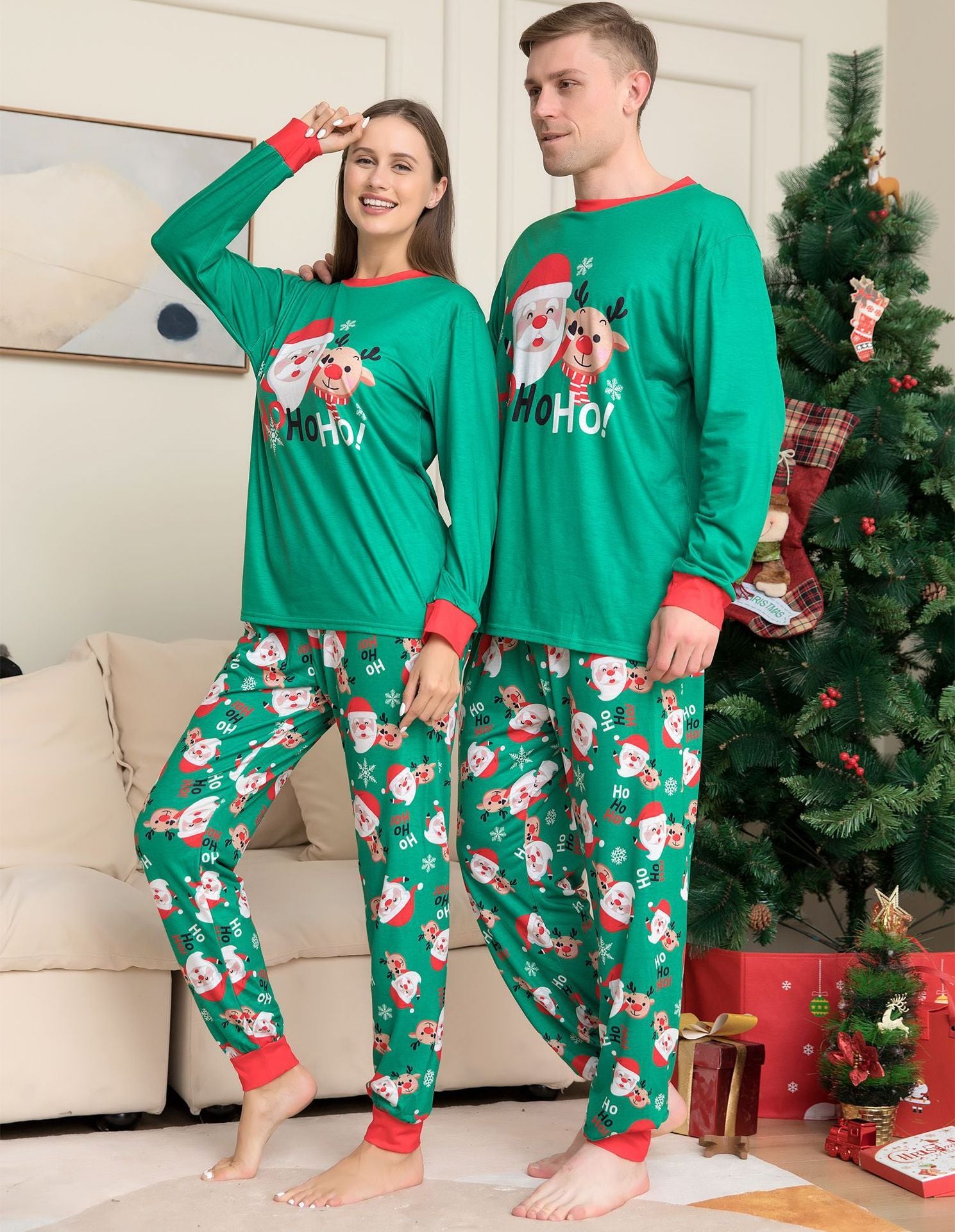 Christmas Pajamas For Family Matching Family Christmas PJs Sets Santa Claus Printed Top Sleepwear by SHOPEEZONE