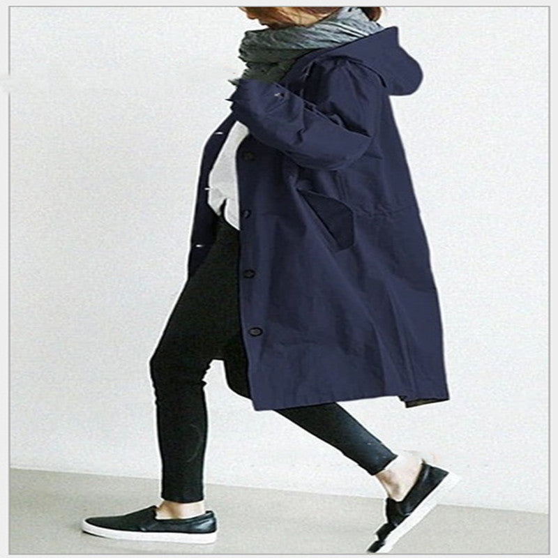 Women Windbreaker Jacket Casual Loose Button Pockets Hooded Quick Dry Windproof Waterproof Clothes For Outdoor Hiking Camping by SHOPEEZONE