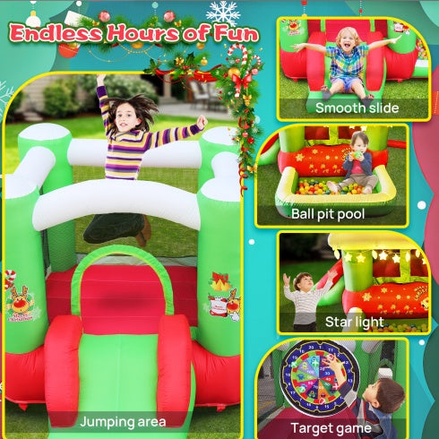 Christmas Jump N Slide Inflatable Bouncer For Kids Complete Setup With Blower - 80 X 91 Play Area - 55 Tall by ShopeeZone