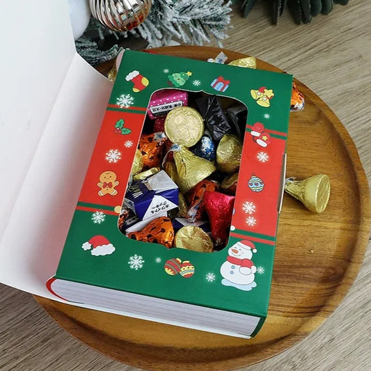 10 Pcs Christmas Candy Boxes Merry Christmas Santa Claus Xmas Tree Storybook Box Cookie Goodie Paper Treat Box For Christmas Gift Wrapping Holiday Party Supplies by ShopeeZone