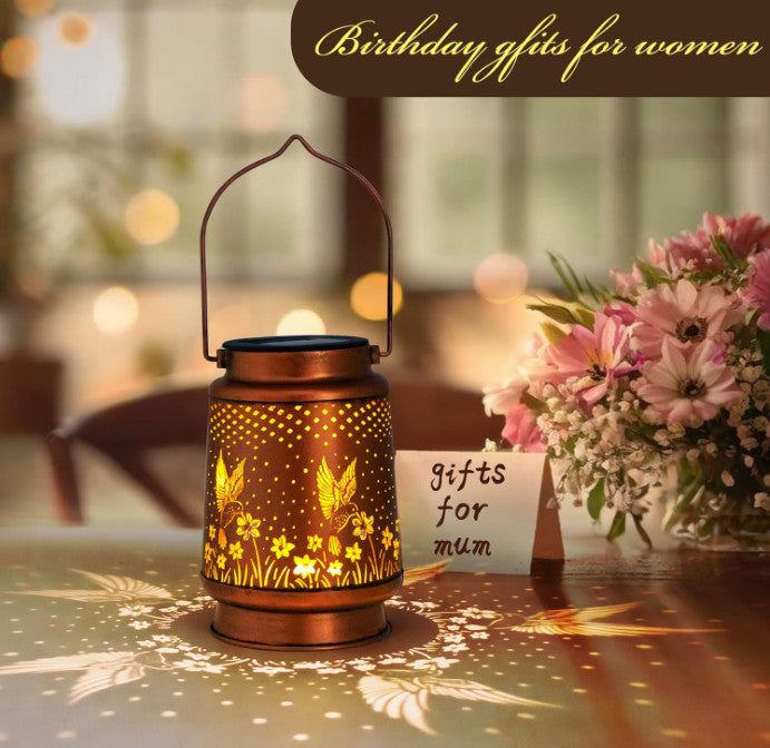Hummingbird Solar Lantern Metal Hanging Light LED Decorative Light Garden Decor by SHOPEEZONE