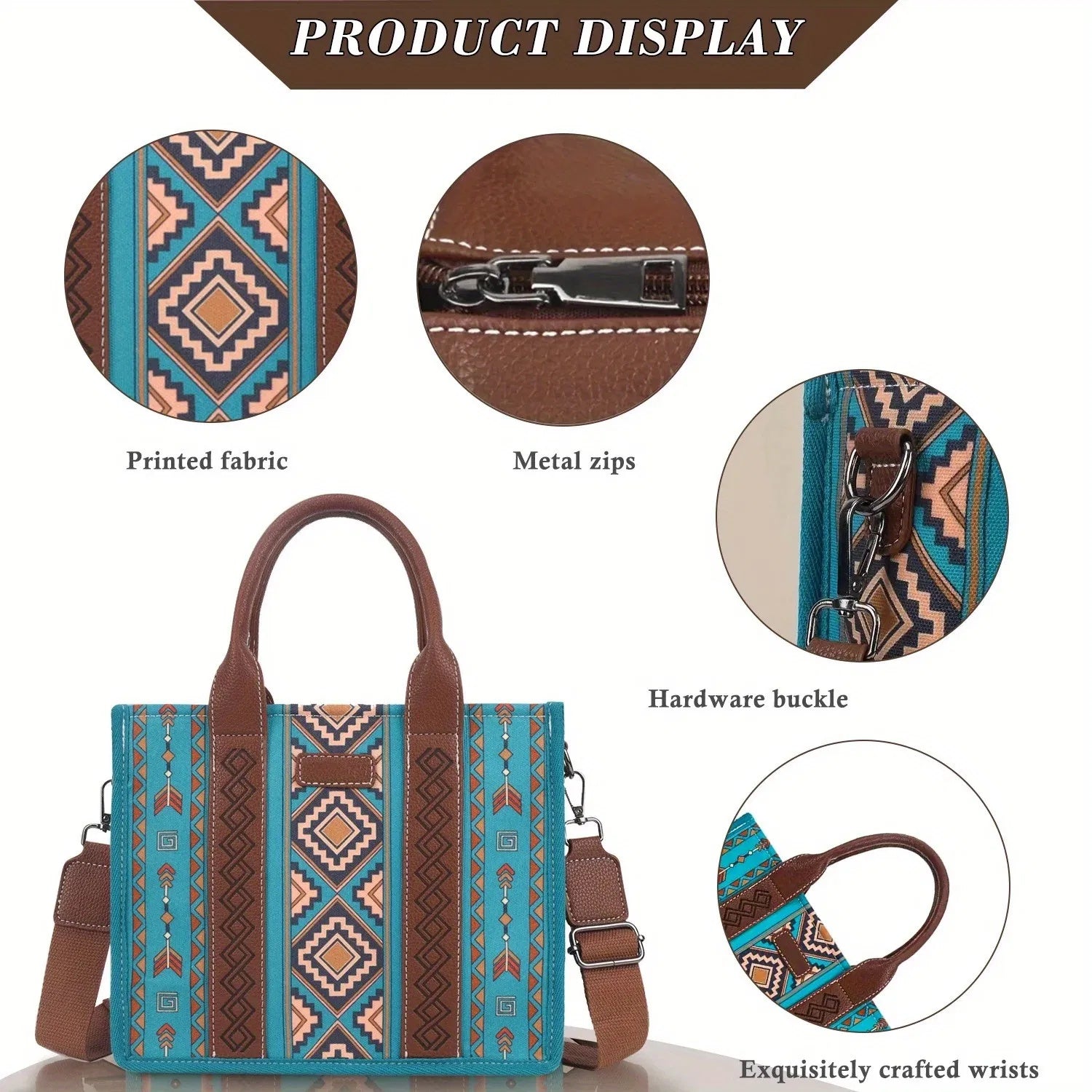 4Pcs Women's Purse Tote, Retro Work Satchel Lightweight, Boho Chic Tote Everyday Green by ShopeeZone