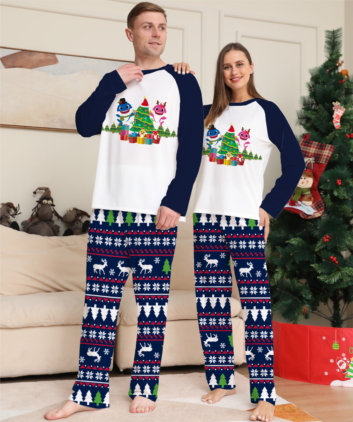 Family Matching Christmas Pajamas Set Xmas Long Sleeve Sleepwear Nightwear For Couples Kids Baby by SHOPEEZONE