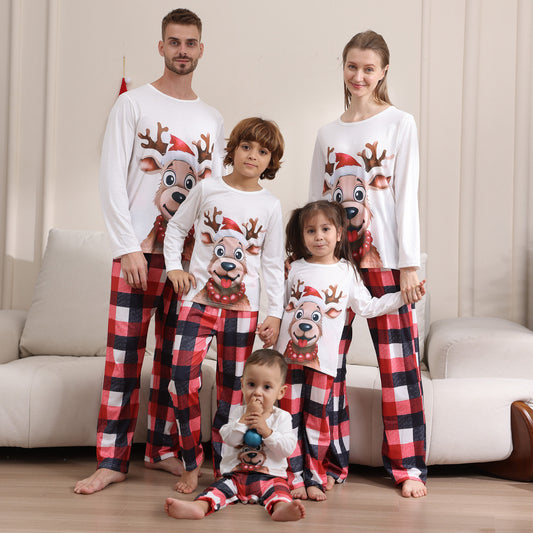 2024 Autumn And Winter Cross-border European And American Boys And Girls Women's Clothing Men's Long Sleeve Trousers New Cross-border Christmas Family Suit