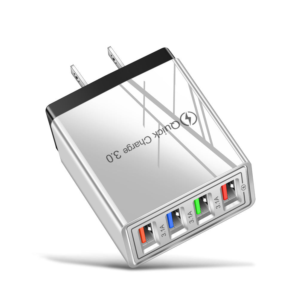 USB Charger Quick Charge 3.0 4 Phone Adapter For Tablet Portable Wall Mobile Charger Fast Charger by SHOPEEZONE