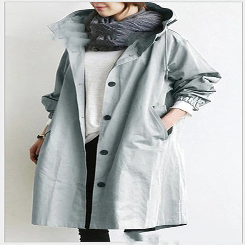 Women Windbreaker Jacket Casual Loose Button Pockets Hooded Quick Dry Windproof Waterproof Clothes For Outdoor Hiking Camping by SHOPEEZONE